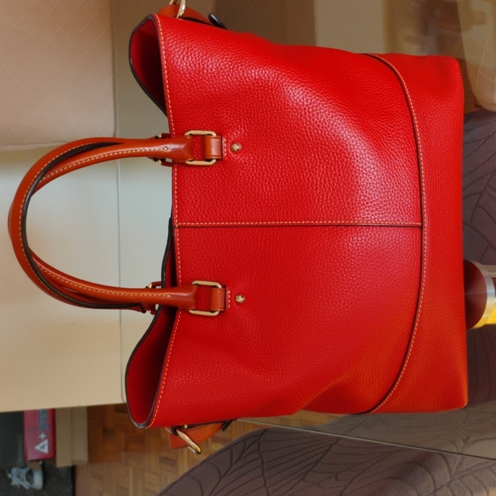 Dooney & Bourke Red Leather Tote - Picture 2 of 7